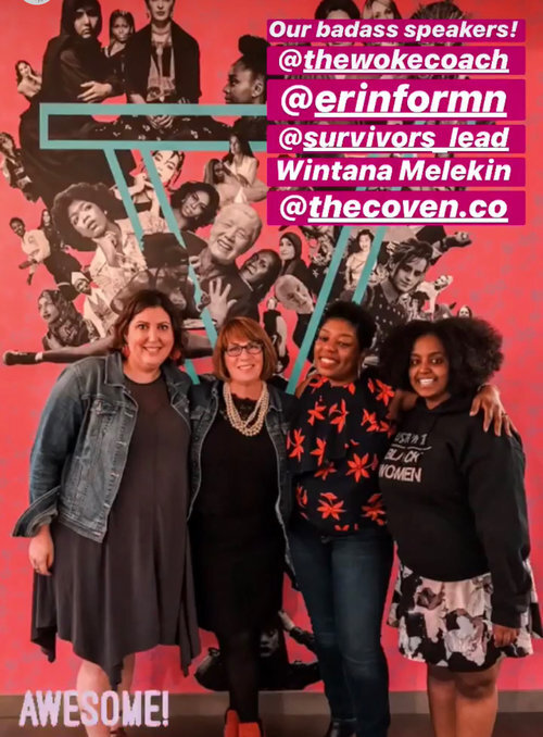 Our badass speakers! @thewokecoach @erinformn @survivors_lead Wintana Melekin @thecoven.co — Awesome!